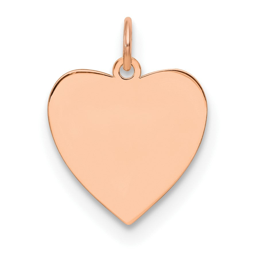 Sterling Silver RG Plated Eng. Heart Polish Front/Satin Back Disc Charm