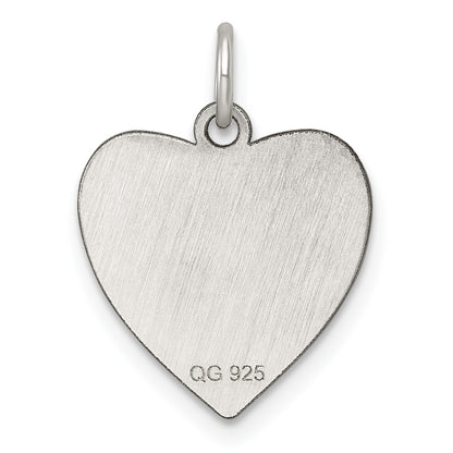 SS Rh-plt Engraveable Heart Polished Front/Satin Back Disc Charm