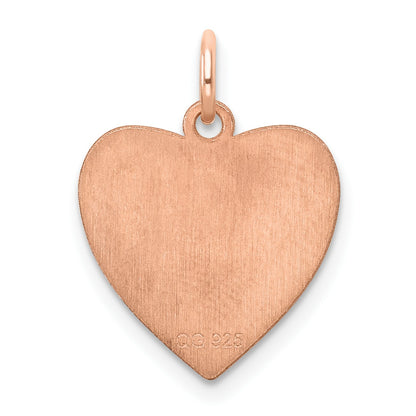 Sterling Silver RG Plated Eng. Heart Polish Front/Satin Back Disc Charm