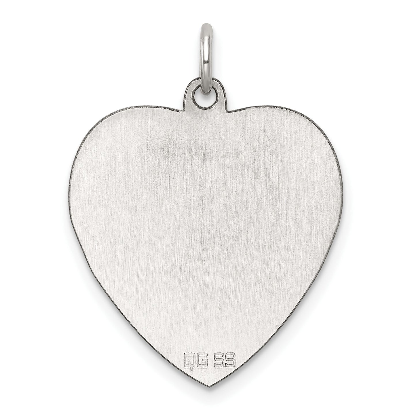 Sterling Silver Rhod-plated Eng. Heart Polish Front/Satin Back Disc Charm