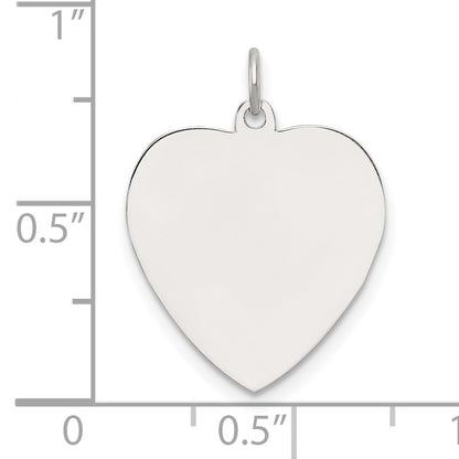 SS Rh-plt Engraveable Heart Polished Front/Satin Back Disc Charm