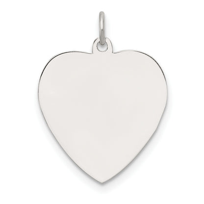 SS Rh-plt Engraveable Heart Polished Front/Satin Back Disc Charm