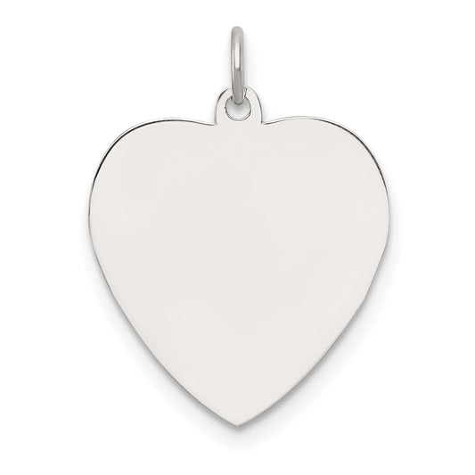 Sterling Silver Rhod-plated Eng. Heart Polish Front/Satin Back Disc Charm
