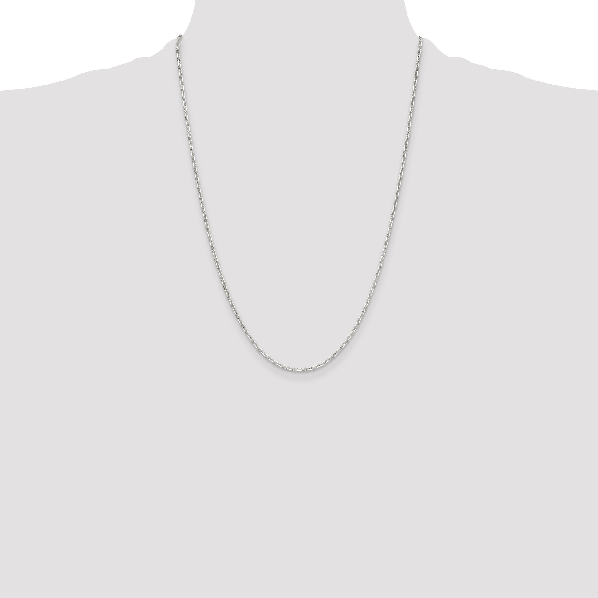 Sterling Silver Polished and D/C 2mm Mariner Link Chain