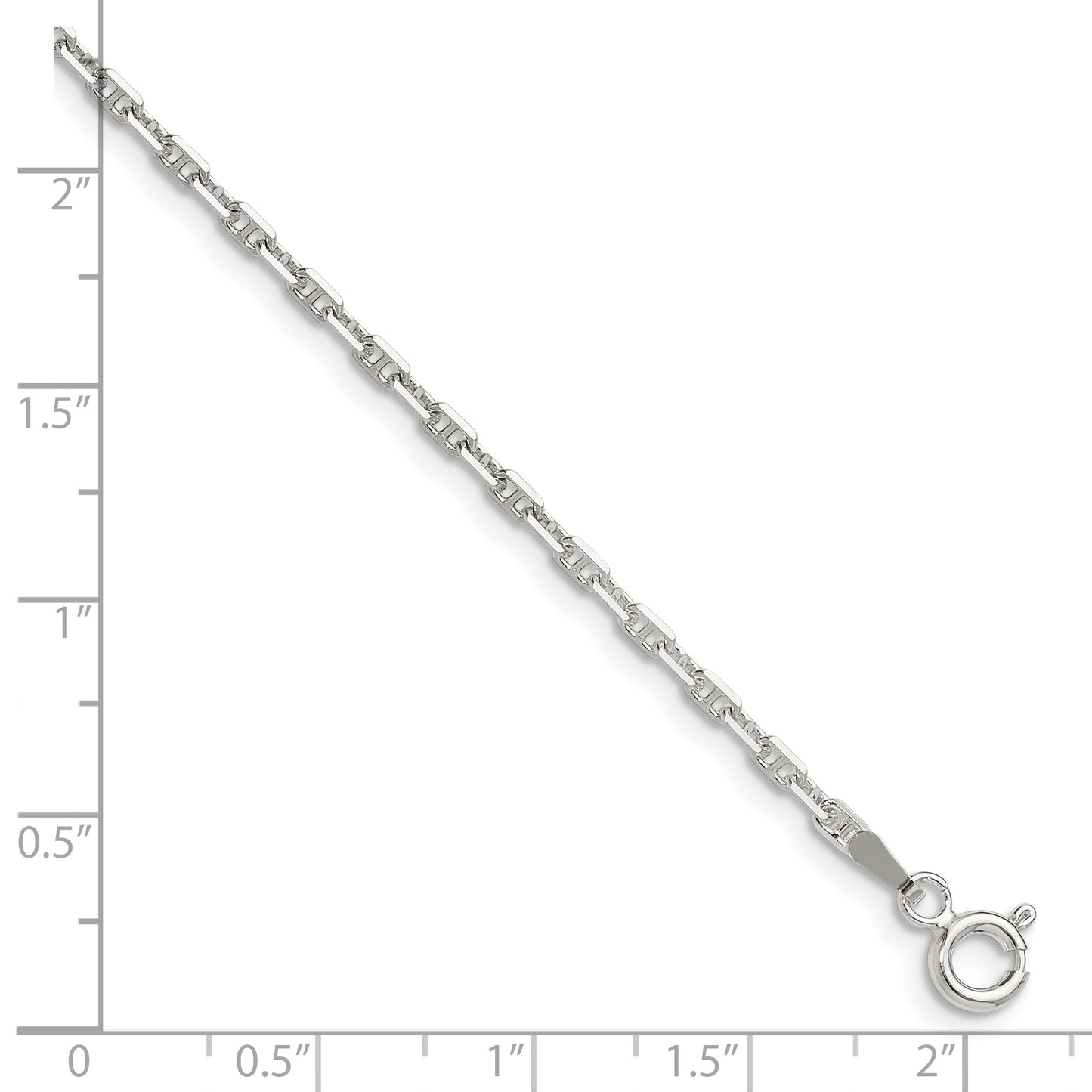 Sterling Silver Polished and D/C 2mm Mariner Link Chain