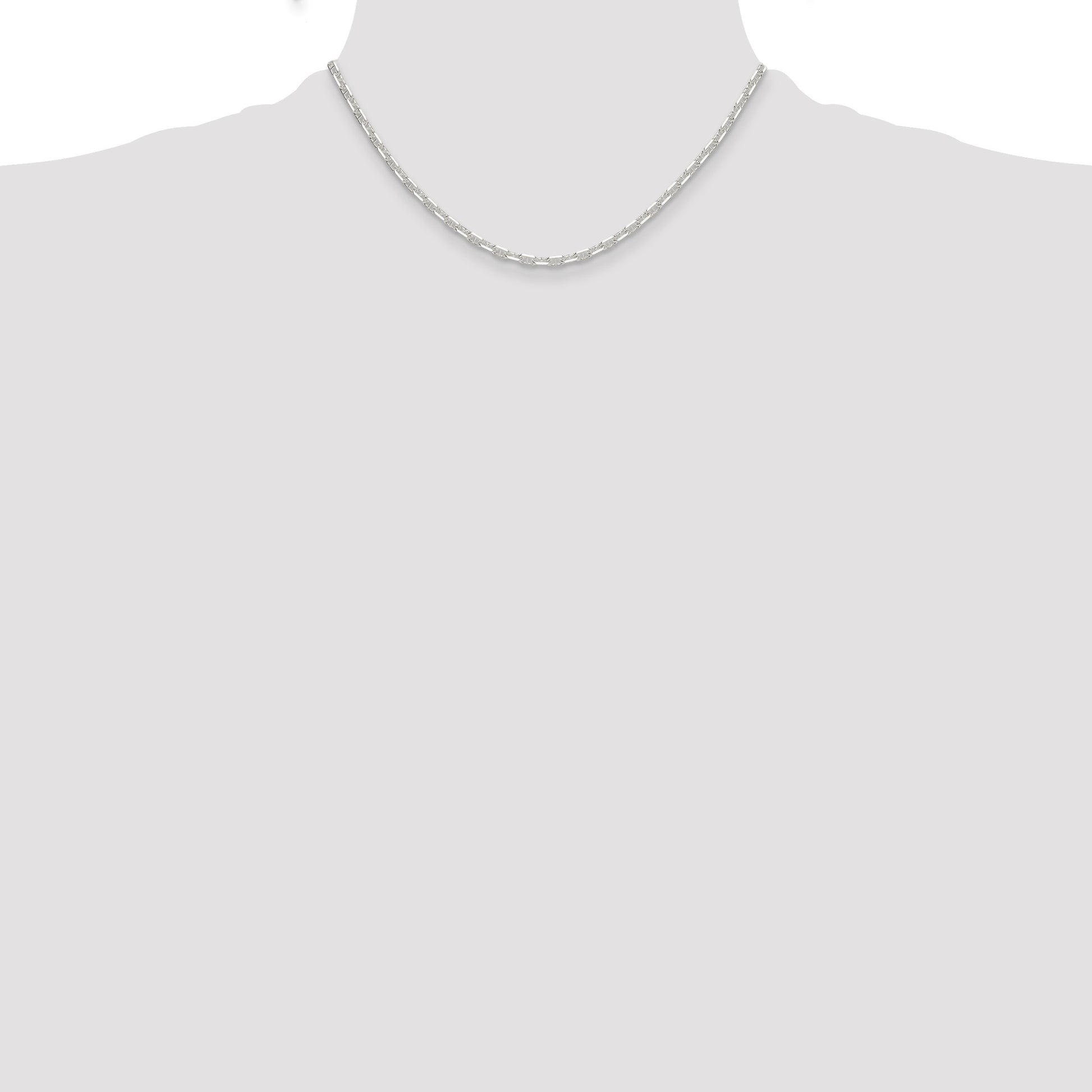 Sterling Silver Polished and D/C 3mm Mariner Link Chain