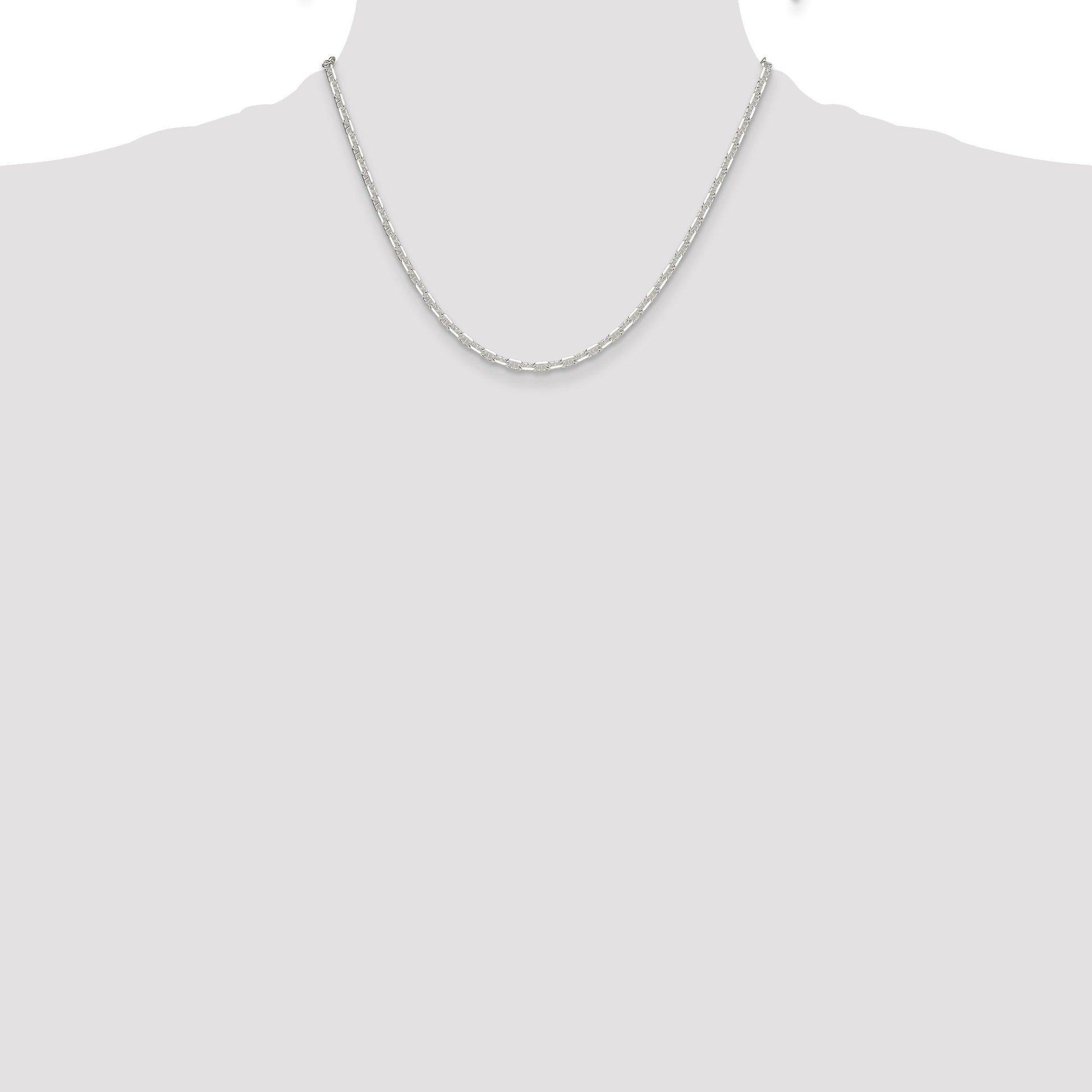 Sterling Silver Polished and D/C 3mm Mariner Link Chain