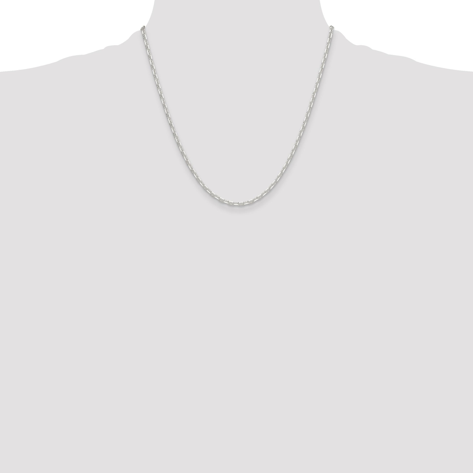 Sterling Silver Polished and D/C 3mm Mariner Link Chain