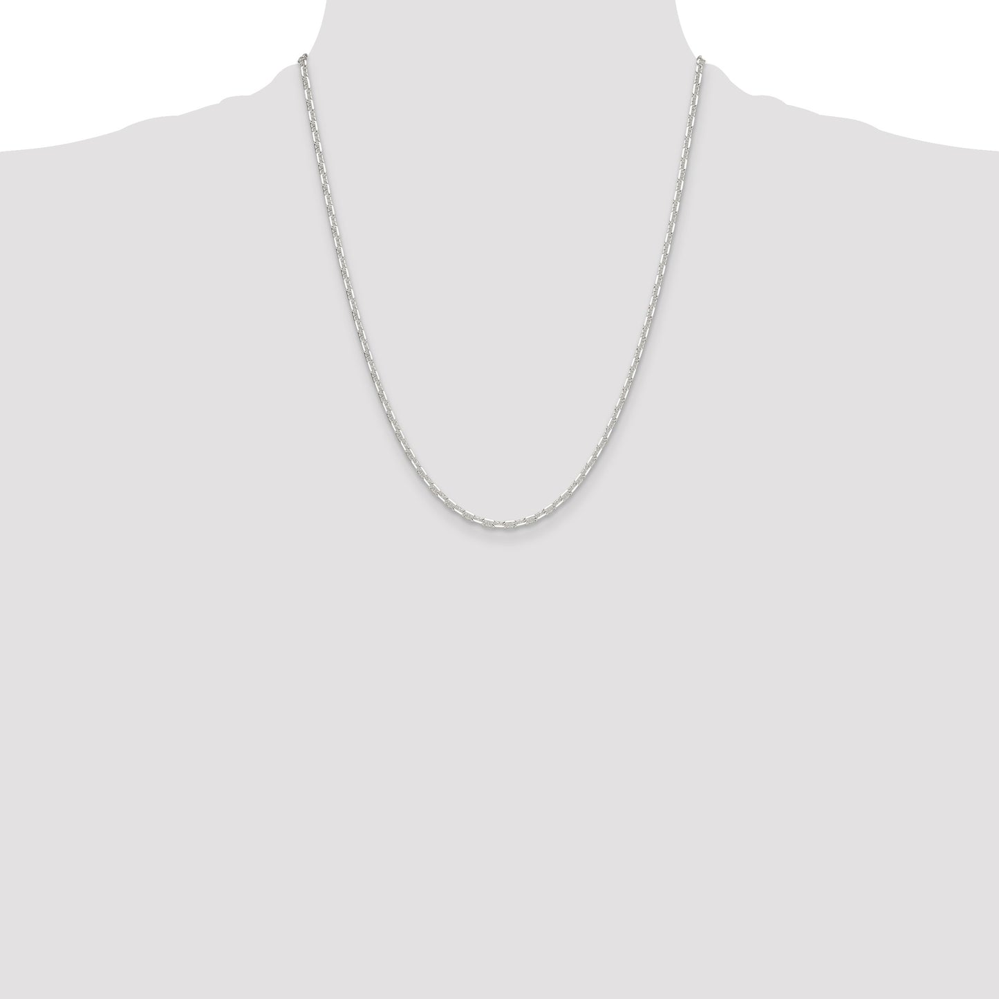 Sterling Silver Polished and D/C 3mm Mariner Link Chain
