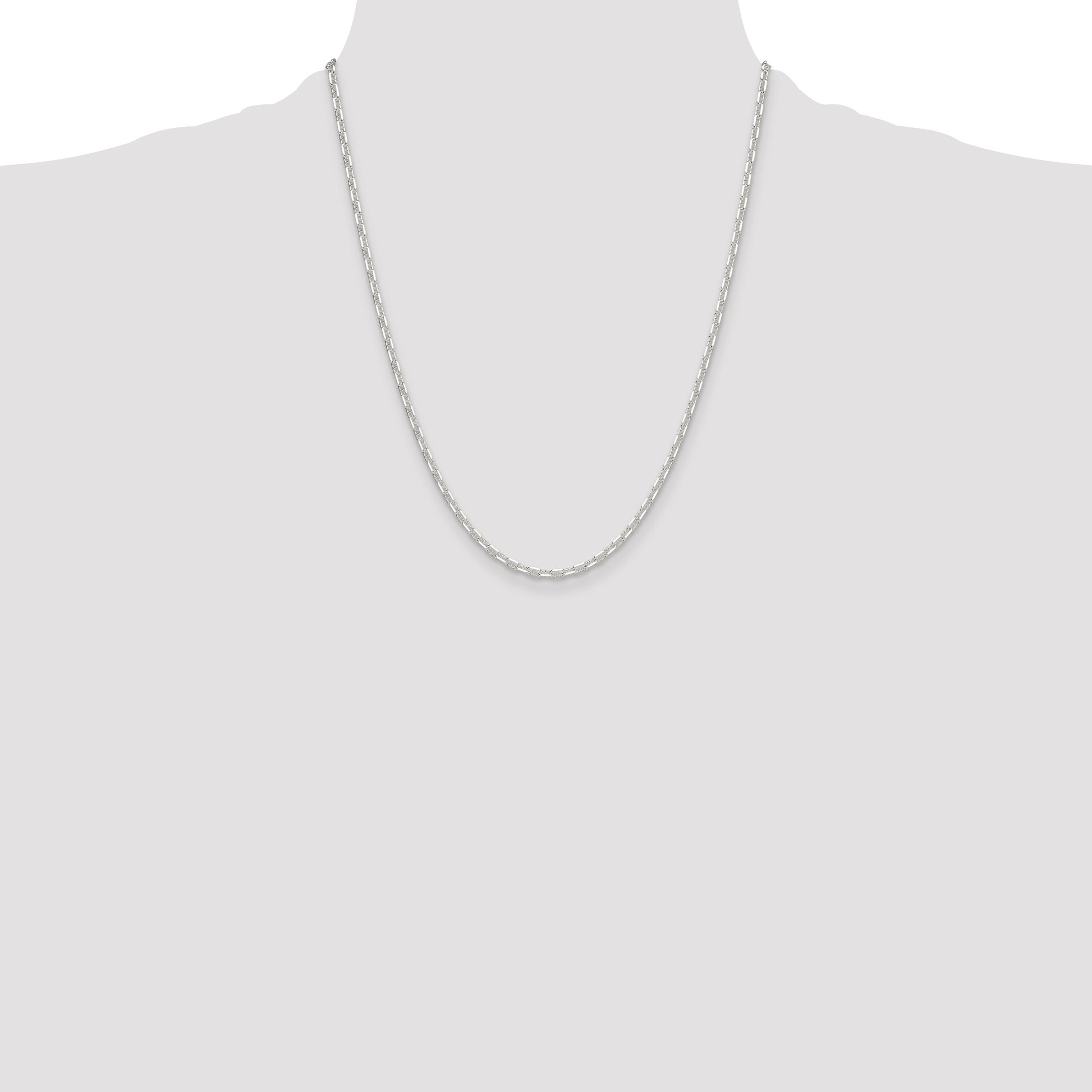 Sterling Silver Polished and D/C 3mm Mariner Link Chain