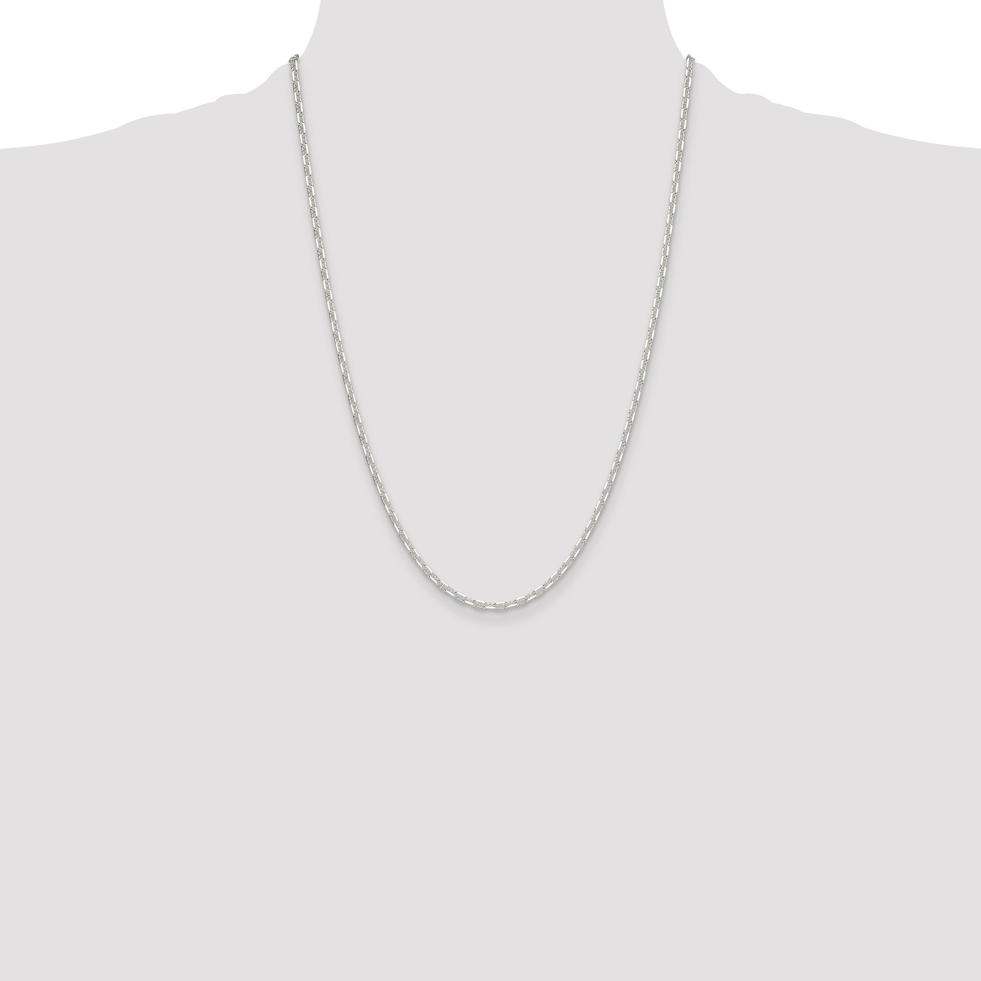Sterling Silver Polished and D/C 3mm Mariner Link Chain