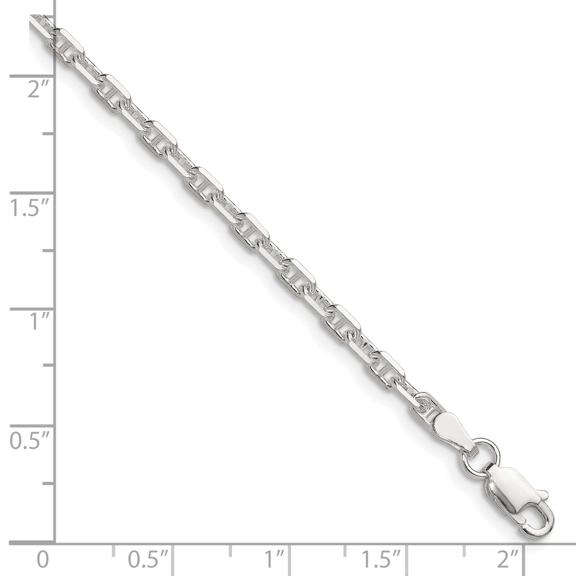 Sterling Silver Polished and D/C 3mm Mariner Link Chain