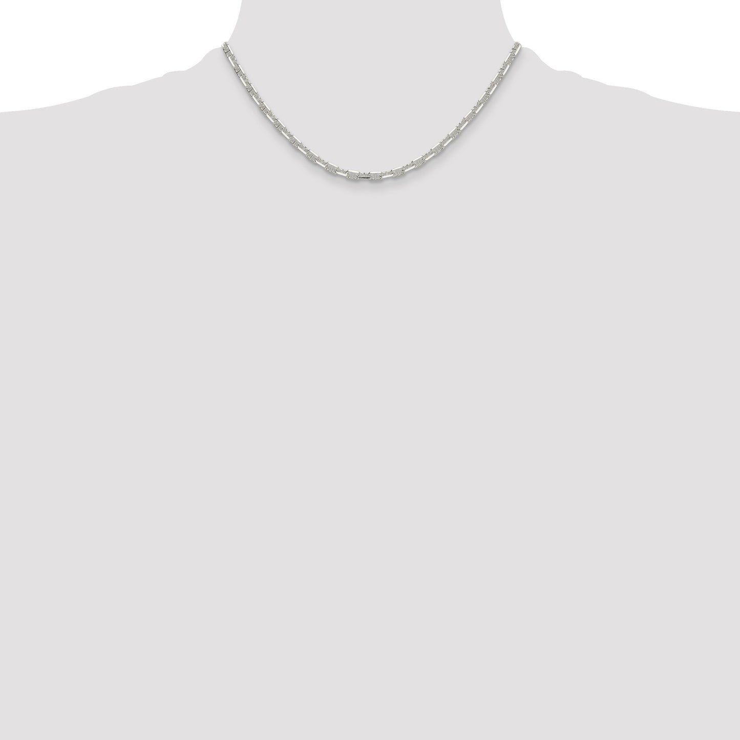 Sterling Silver Polished and D/C 3.75mm Mariner Link Chain