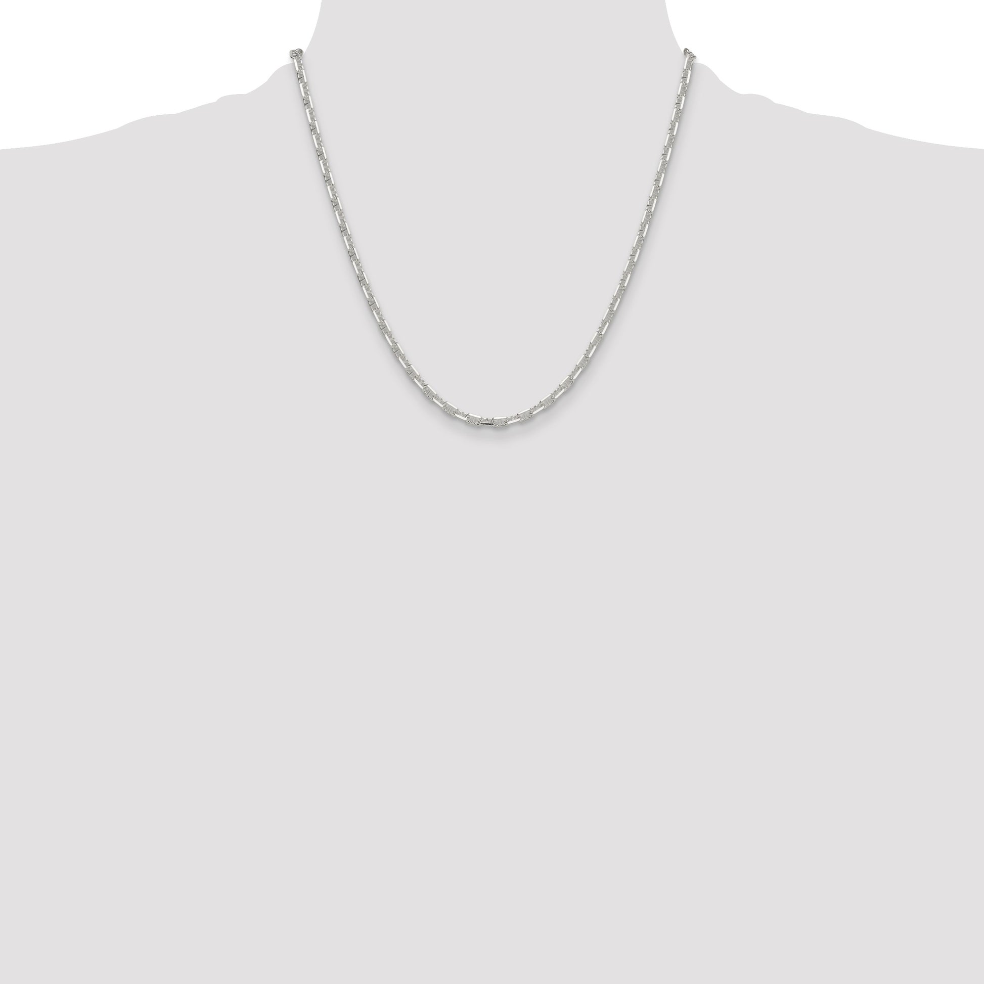 Sterling Silver Polished and D/C 3.75mm Mariner Link Chain