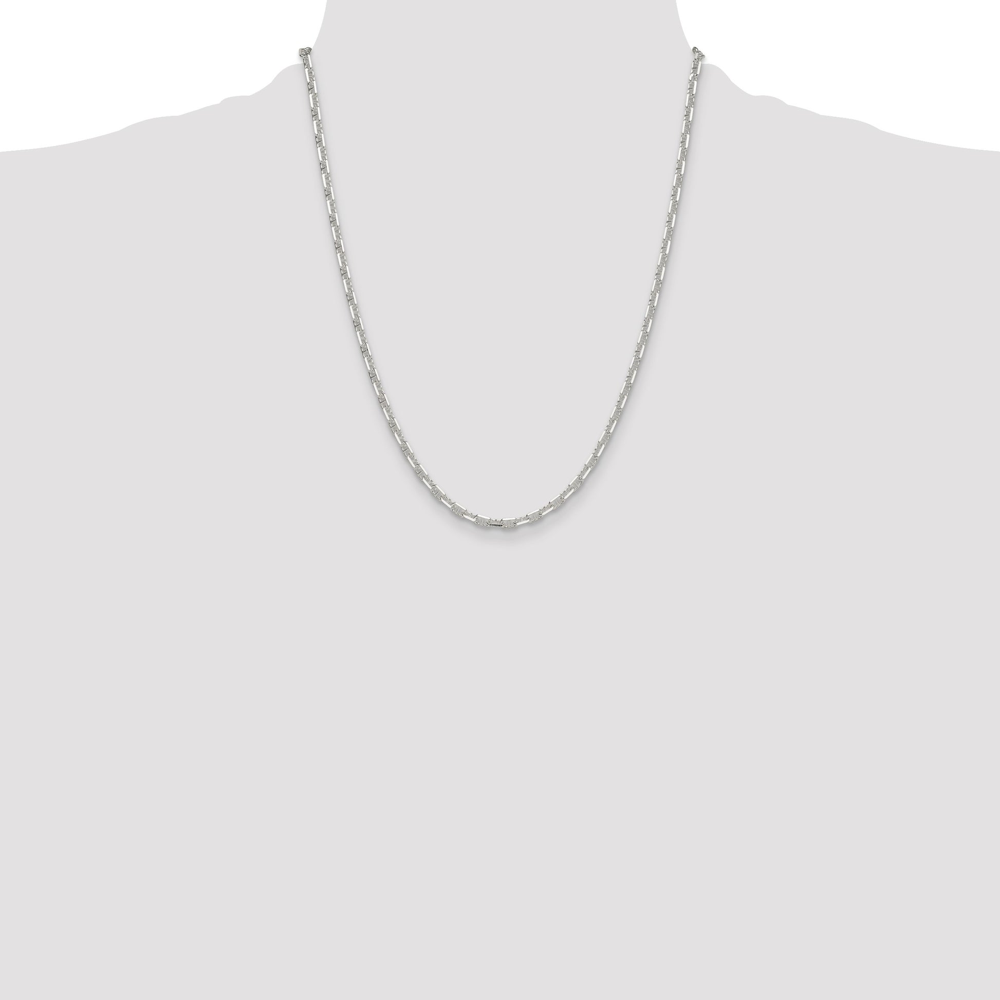 Sterling Silver Polished and D/C 3.75mm Mariner Link Chain