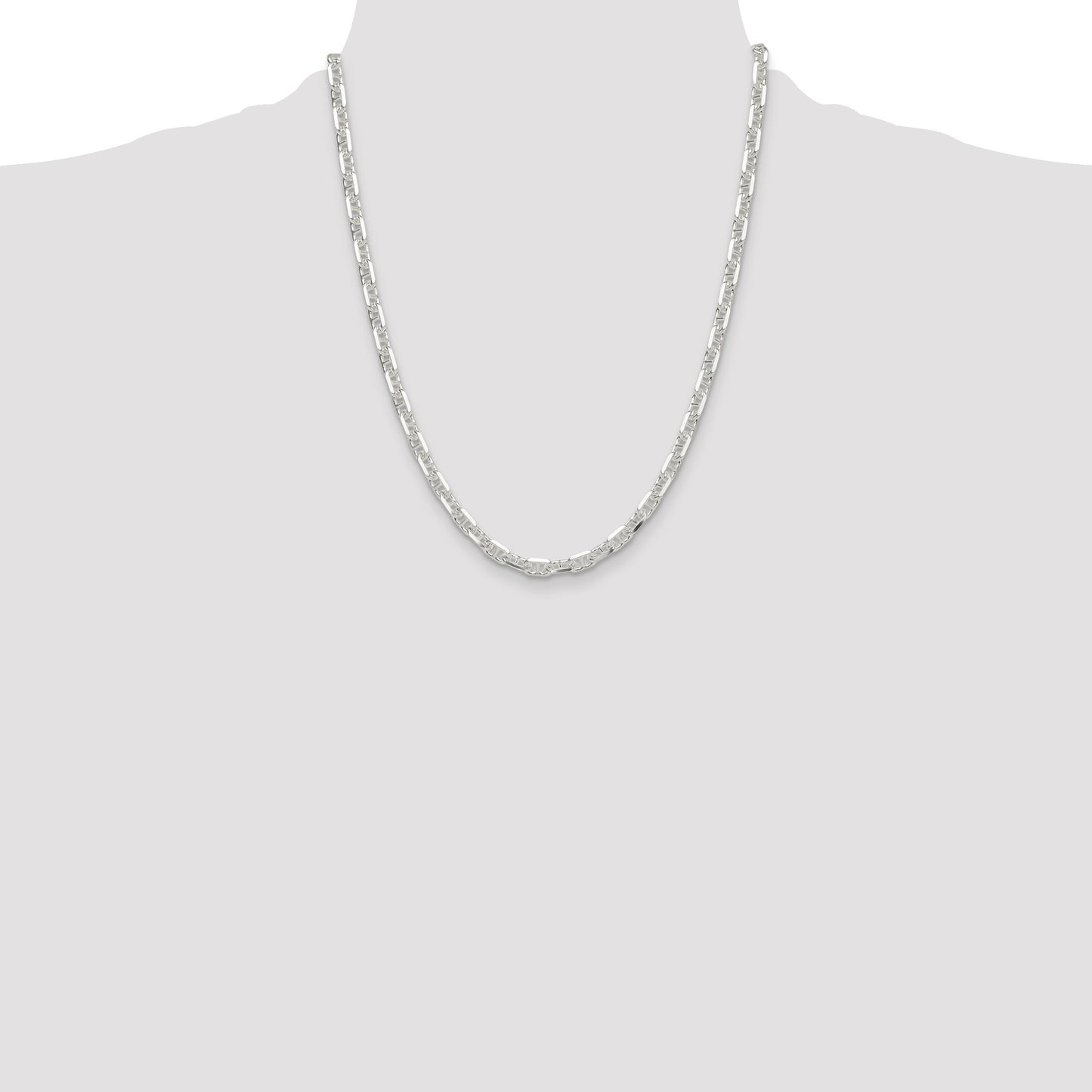 Sterling Silver Polished and D/C 5.5mm Mariner Link Chain