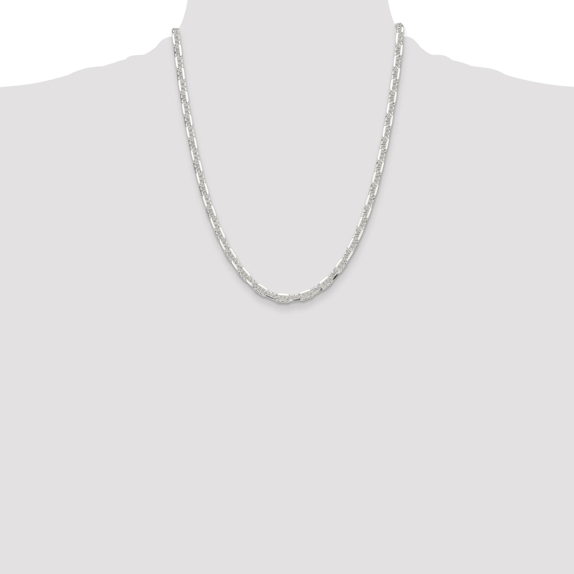 Sterling Silver Polished and D/C 5.5mm Mariner Link Chain