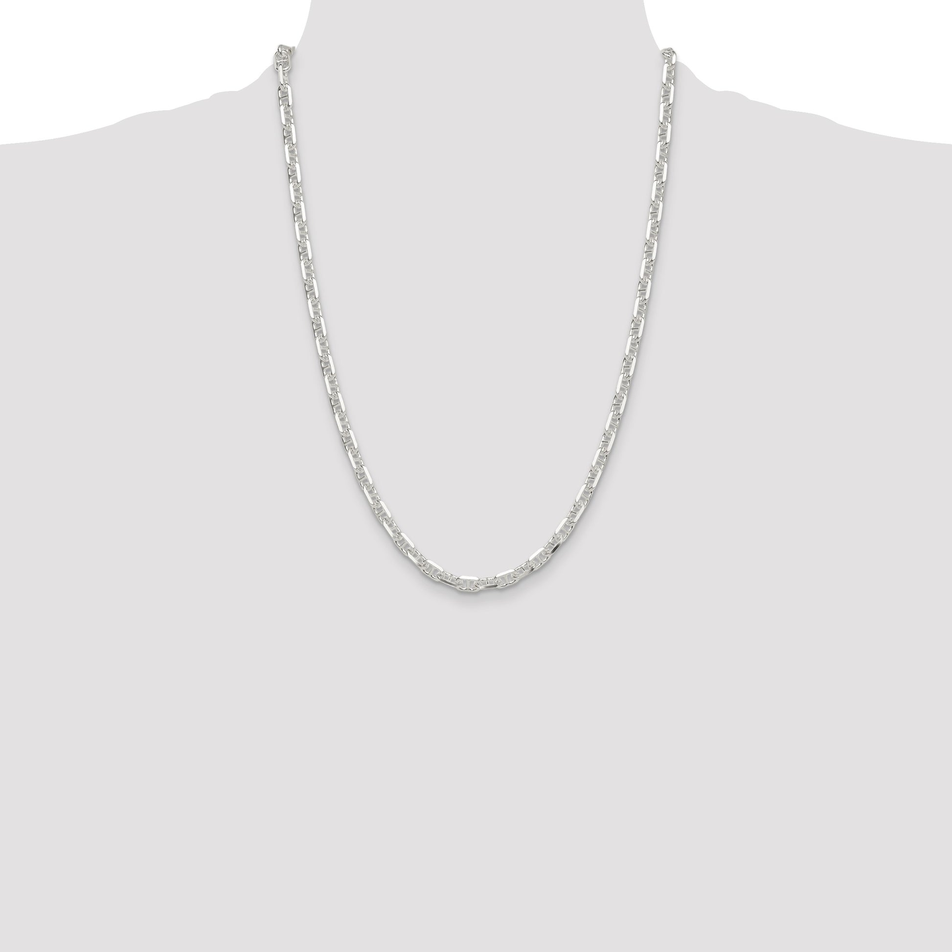 Sterling Silver Polished and D/C 5.5mm Mariner Link Chain