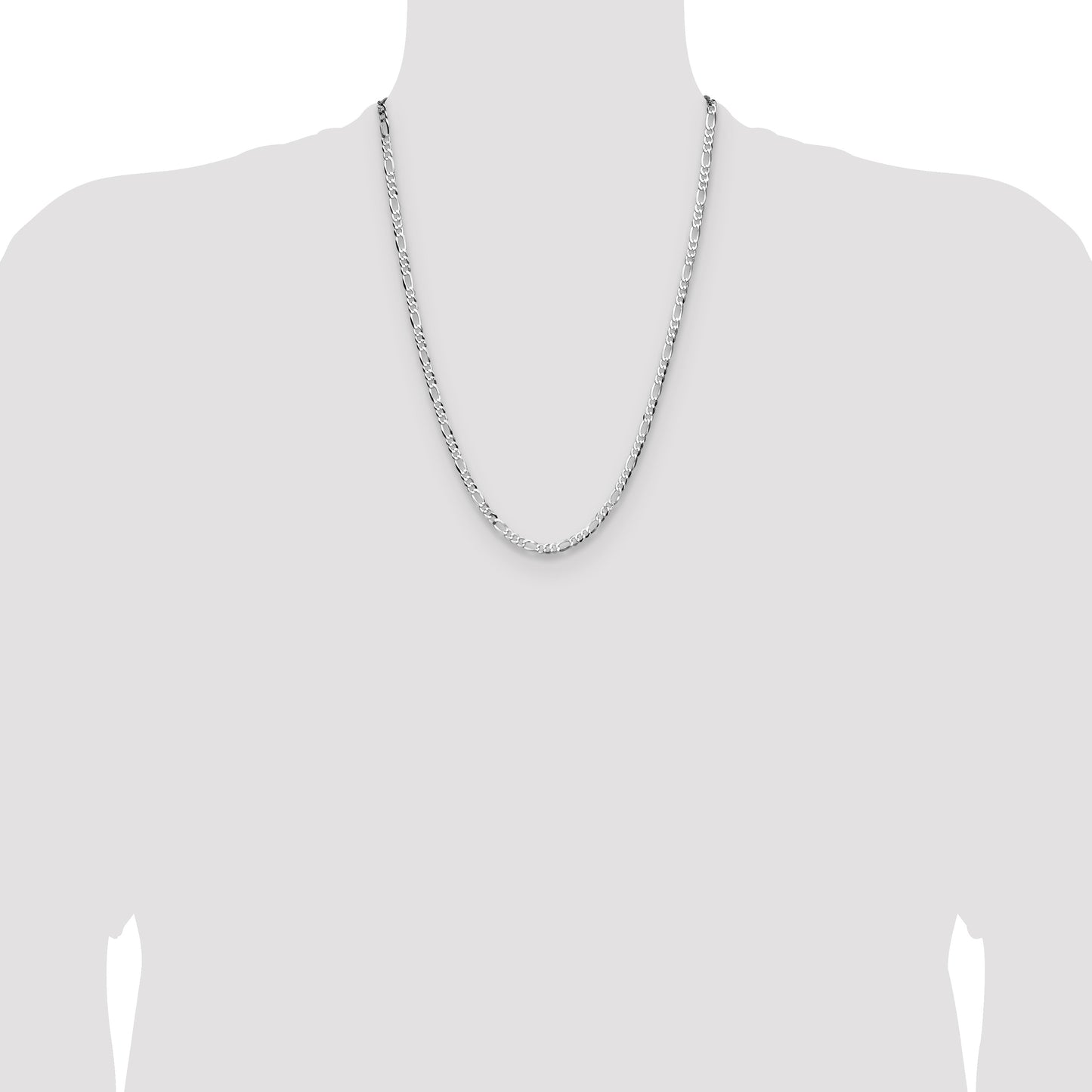 Sterling Silver 4.0mm Lightweight Flat Figaro Chain