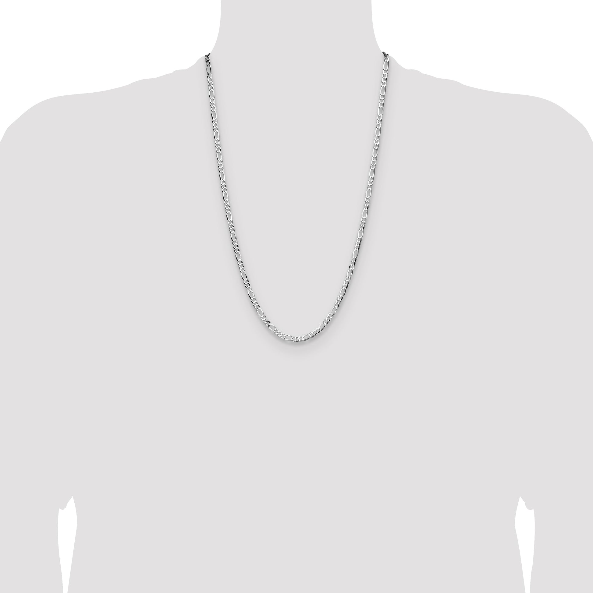 Sterling Silver 4.0mm Lightweight Flat Figaro Chain