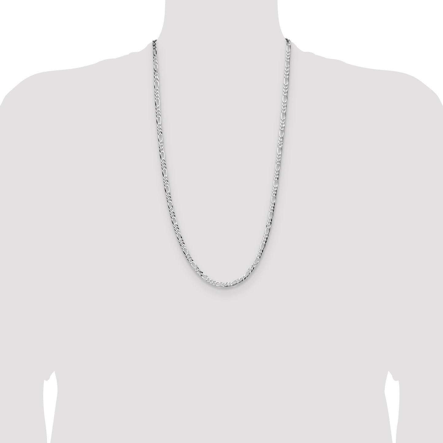 Sterling Silver 4.0mm Lightweight Flat Figaro Chain