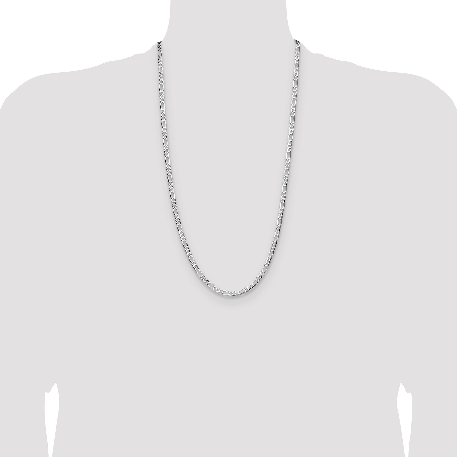 Sterling Silver 4.0mm Lightweight Flat Figaro Chain