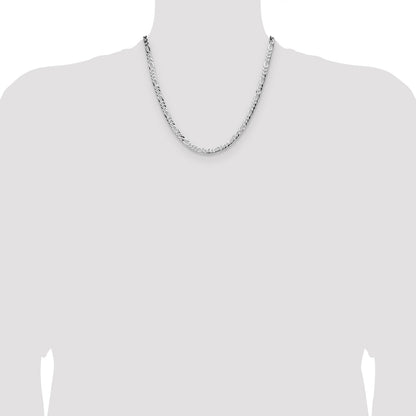 Sterling Silver Rhodium-plated 4.0mm Lightweight Flat Figaro Chain