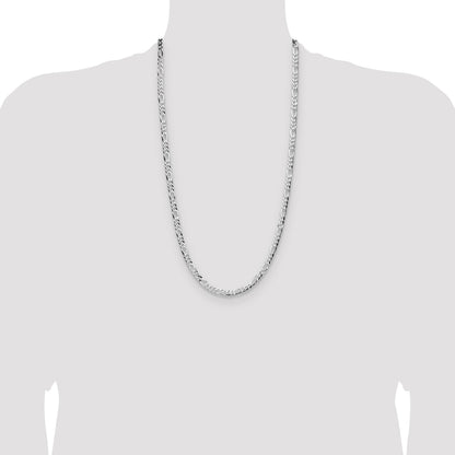 Sterling Silver Rhodium-plated 4.0mm Lightweight Flat Figaro Chain