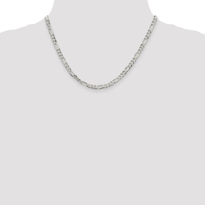 Sterling Silver 4.5mm Lightweight Flat Figaro Chain