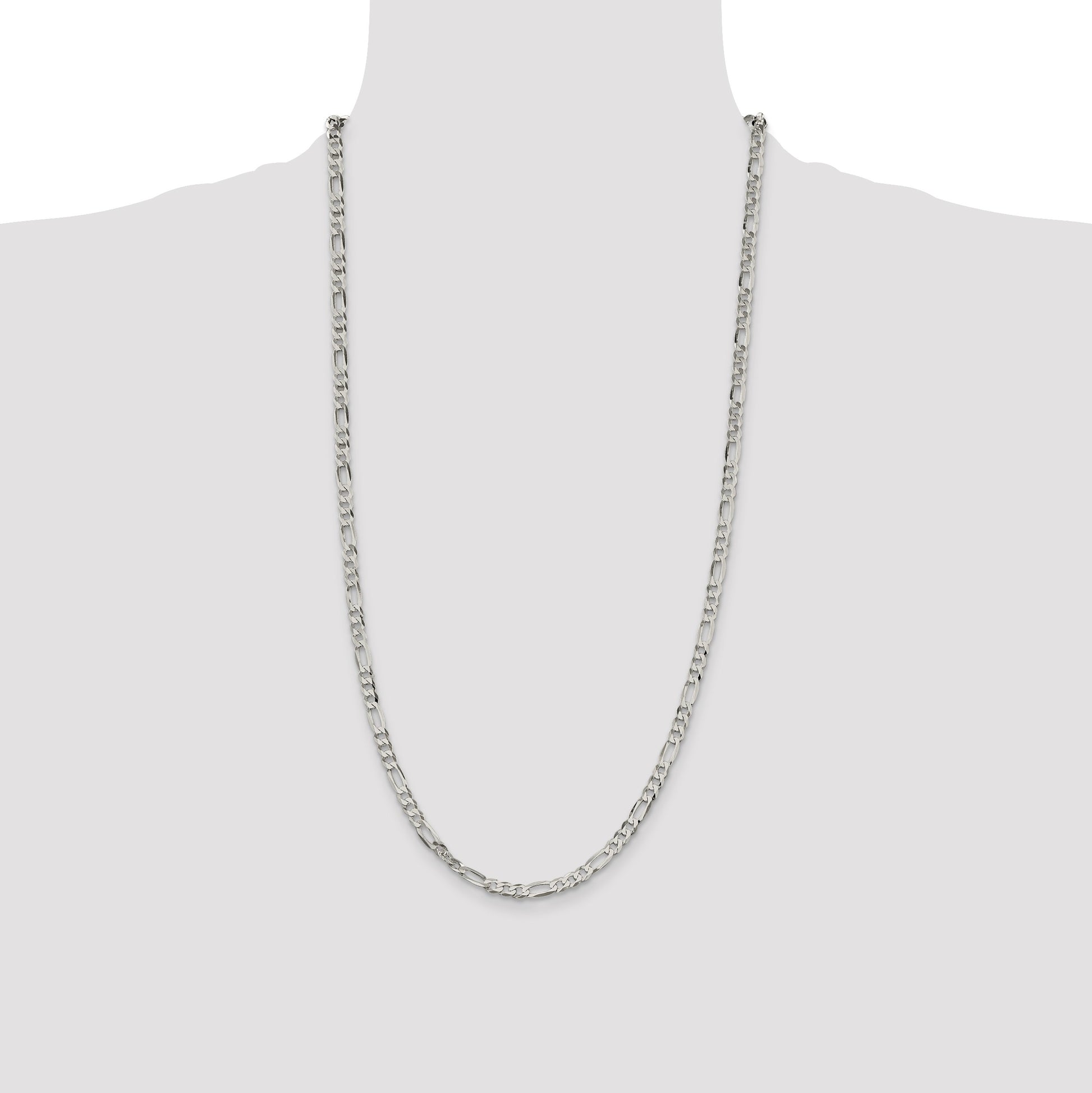 Sterling Silver 4.5mm Lightweight Flat Figaro Chain
