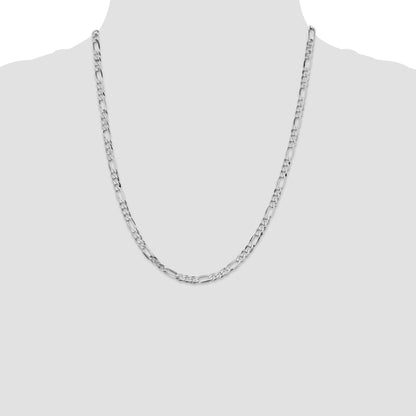 Sterling Silver Rhodium-plated 4.5mm Lightweight Flat Figaro Chain