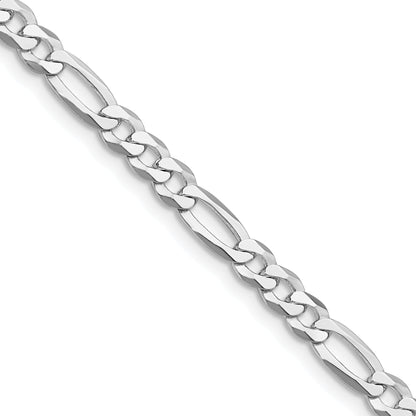 Sterling Silver Rhodium-plated 4.5mm Lightweight Flat Figaro Chain