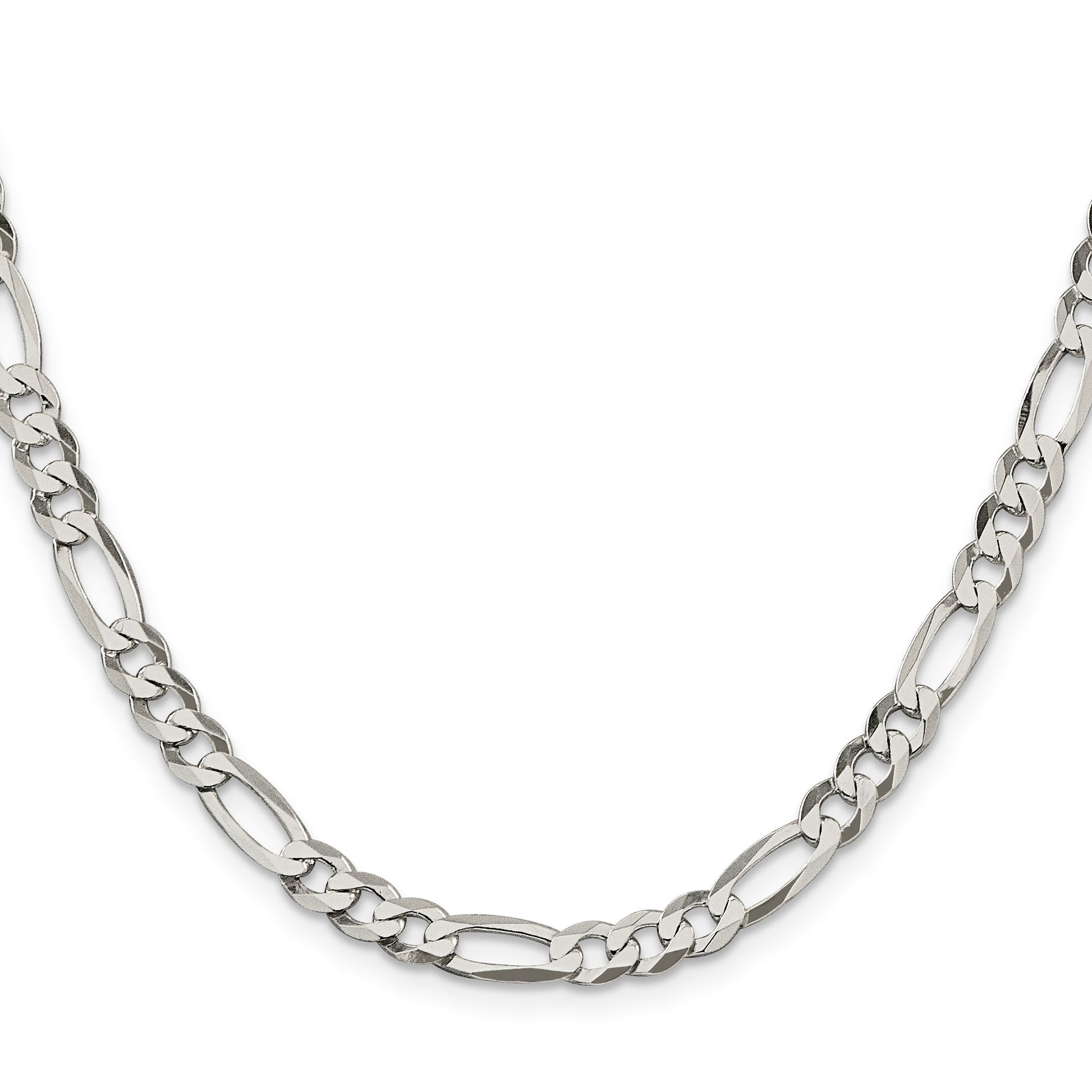 Sterling Silver 5.5mm Lightweight Flat Figaro Chain