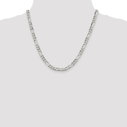 Sterling Silver 5.5mm Lightweight Flat Figaro Chain