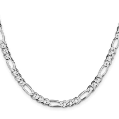 Sterling Silver Rhodium-plated 5.5mm Lightweight Flat Figaro Chain