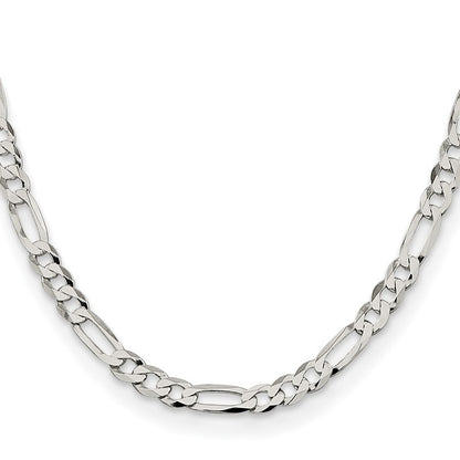 Sterling Silver 7.0mm Lightweight Flat Figaro Chain