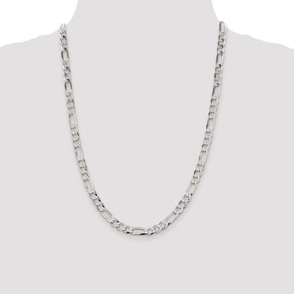 Sterling Silver 7.0mm Lightweight Flat Figaro Chain