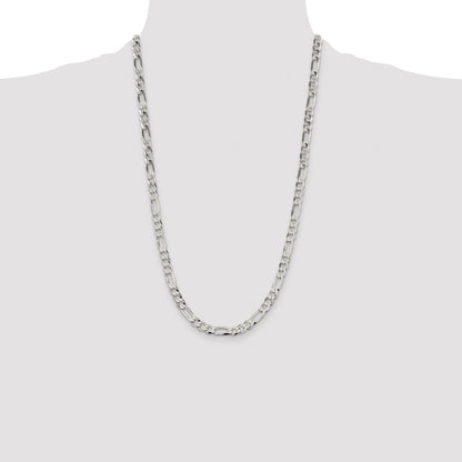 Sterling Silver 7.0mm Lightweight Flat Figaro Chain