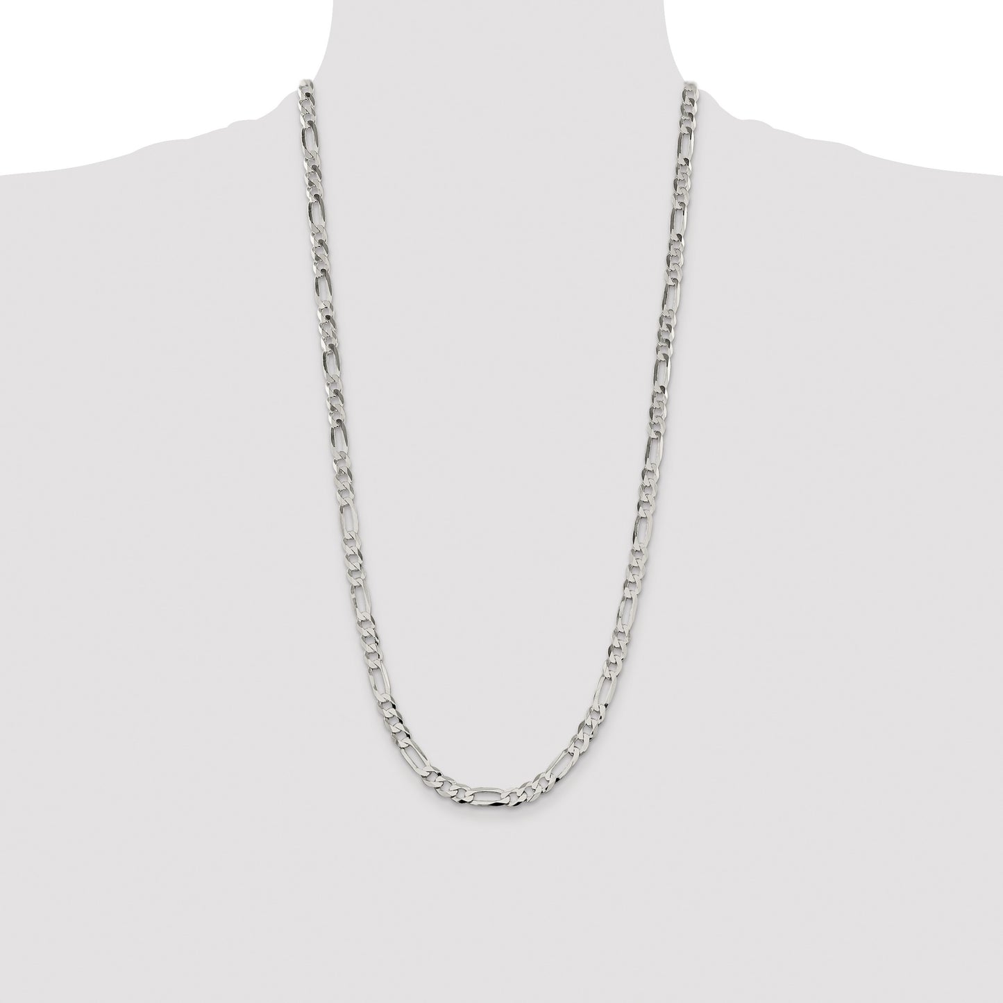 Sterling Silver 7.0mm Lightweight Flat Figaro Chain