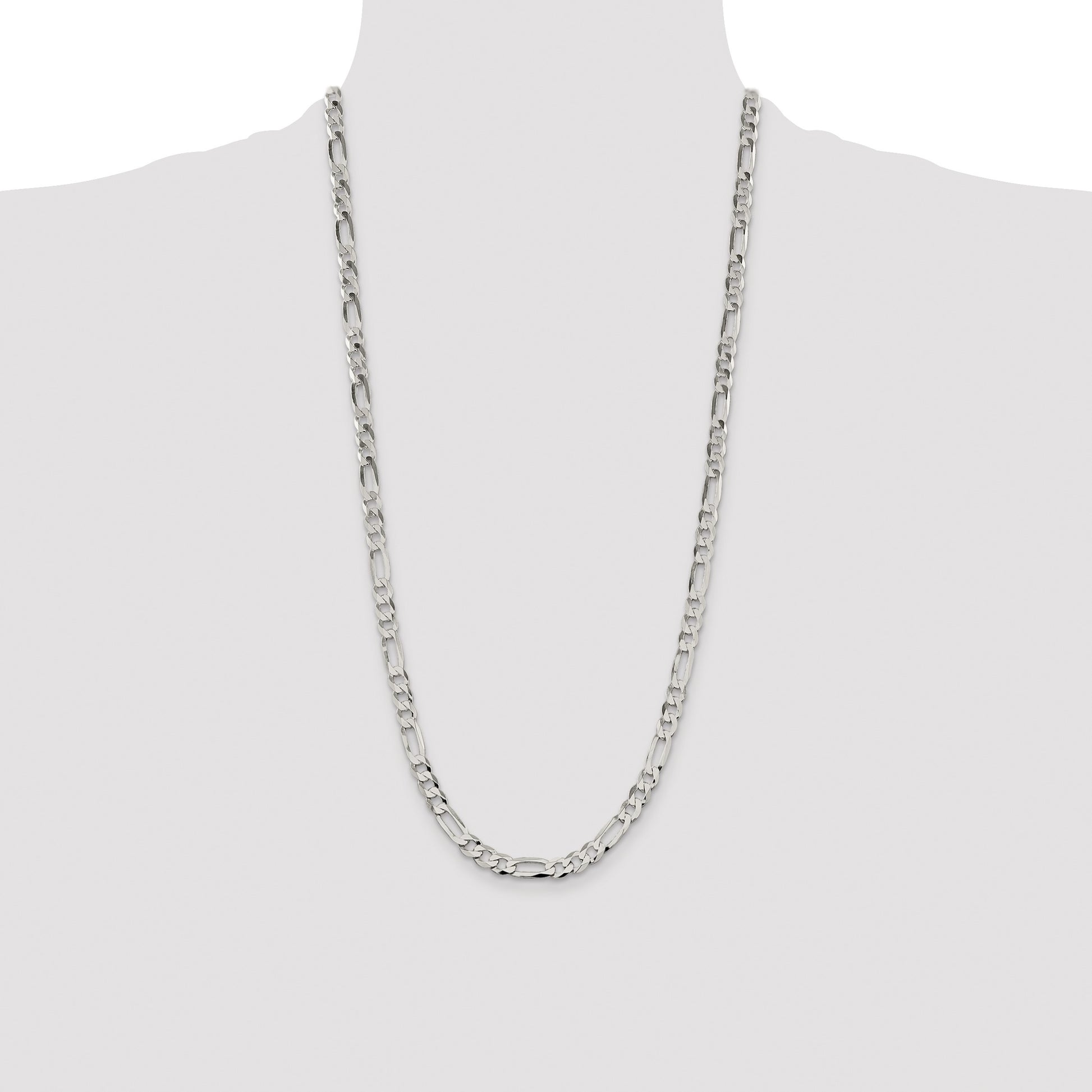 Sterling Silver 7.0mm Lightweight Flat Figaro Chain