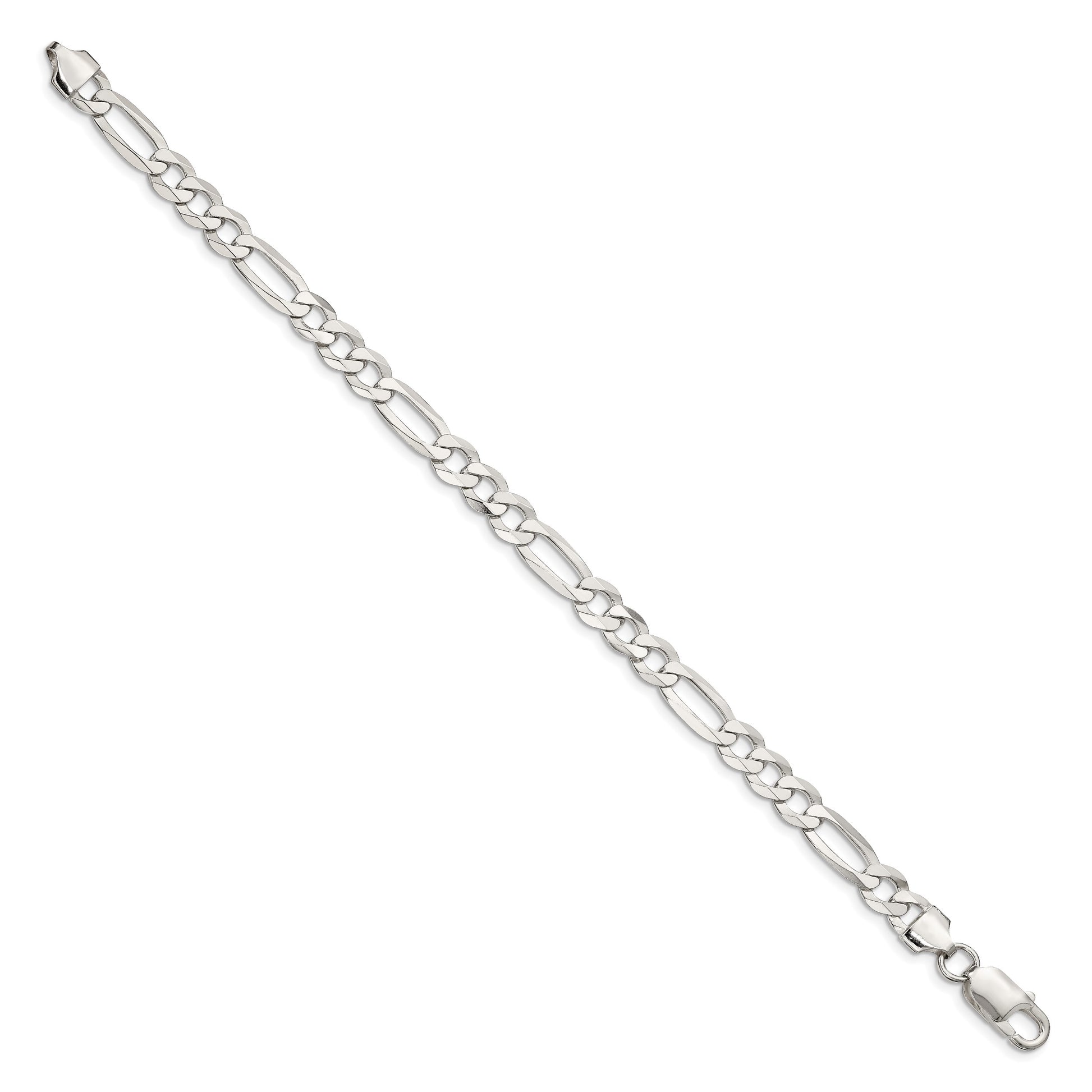 Sterling Silver 7.0mm Lightweight Flat Figaro Chain