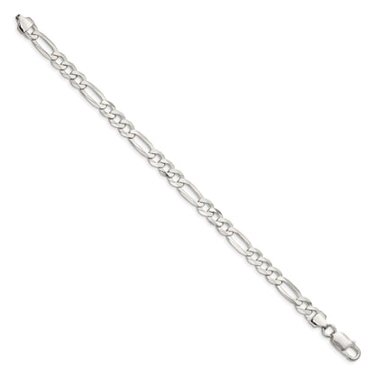 Sterling Silver 7.0mm Lightweight Flat Figaro Chain
