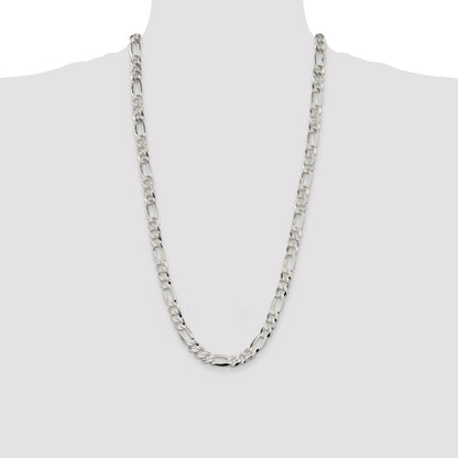 Sterling Silver 8.5mm Lightweight Flat Figaro Chain