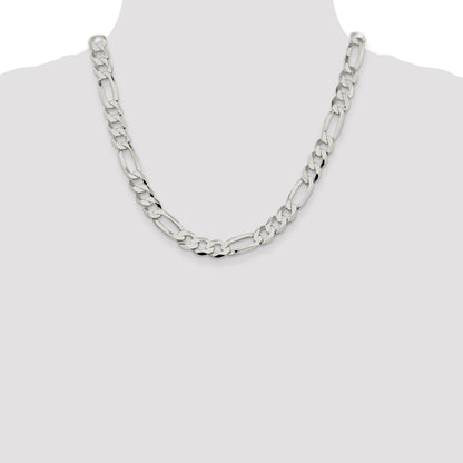 Sterling Silver 9.7mm Lightweight Flat Figaro Chain
