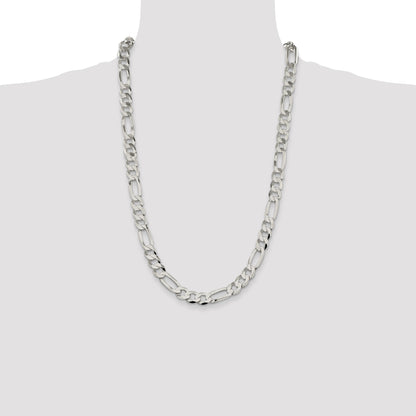 Sterling Silver 9.7mm Lightweight Flat Figaro Chain