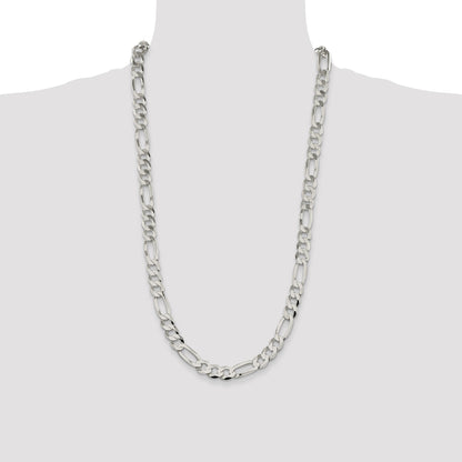 Sterling Silver 9.7mm Lightweight Flat Figaro Chain