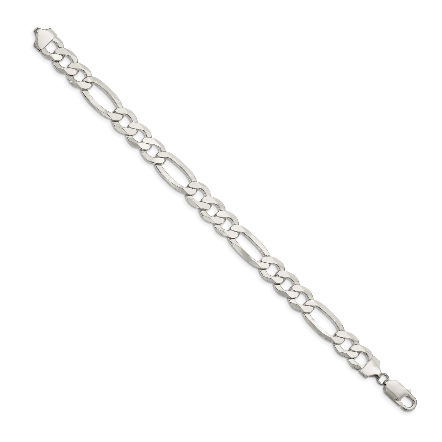 Sterling Silver 9.7mm Lightweight Flat Figaro Chain