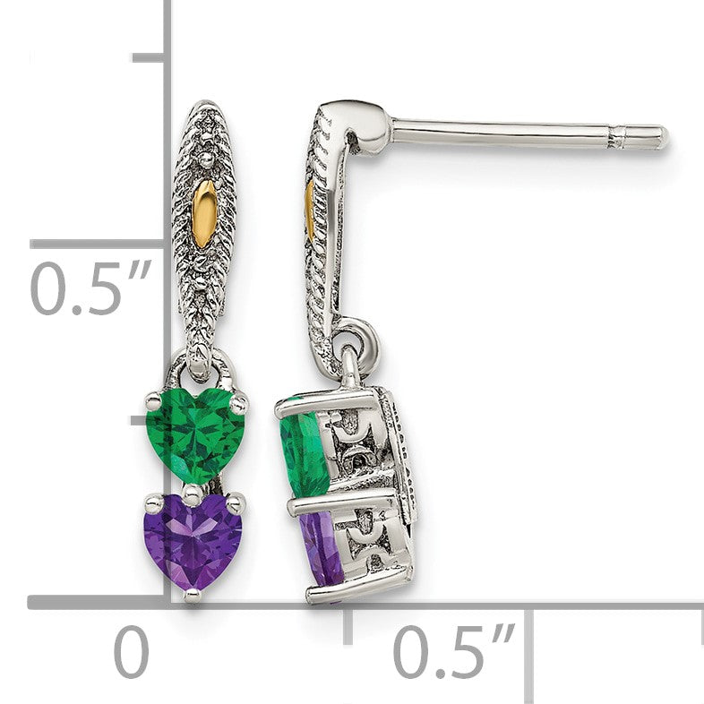 Sterling Silver Antiqued w/14k 2-stone Mother's Earring Mounting