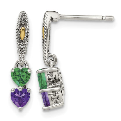 Sterling Silver Antiqued w/14k 2-stone Mother's Earring Mounting