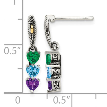 Sterling Silver Antiqued w/14k 3-stone Mother's Earring Mounting
